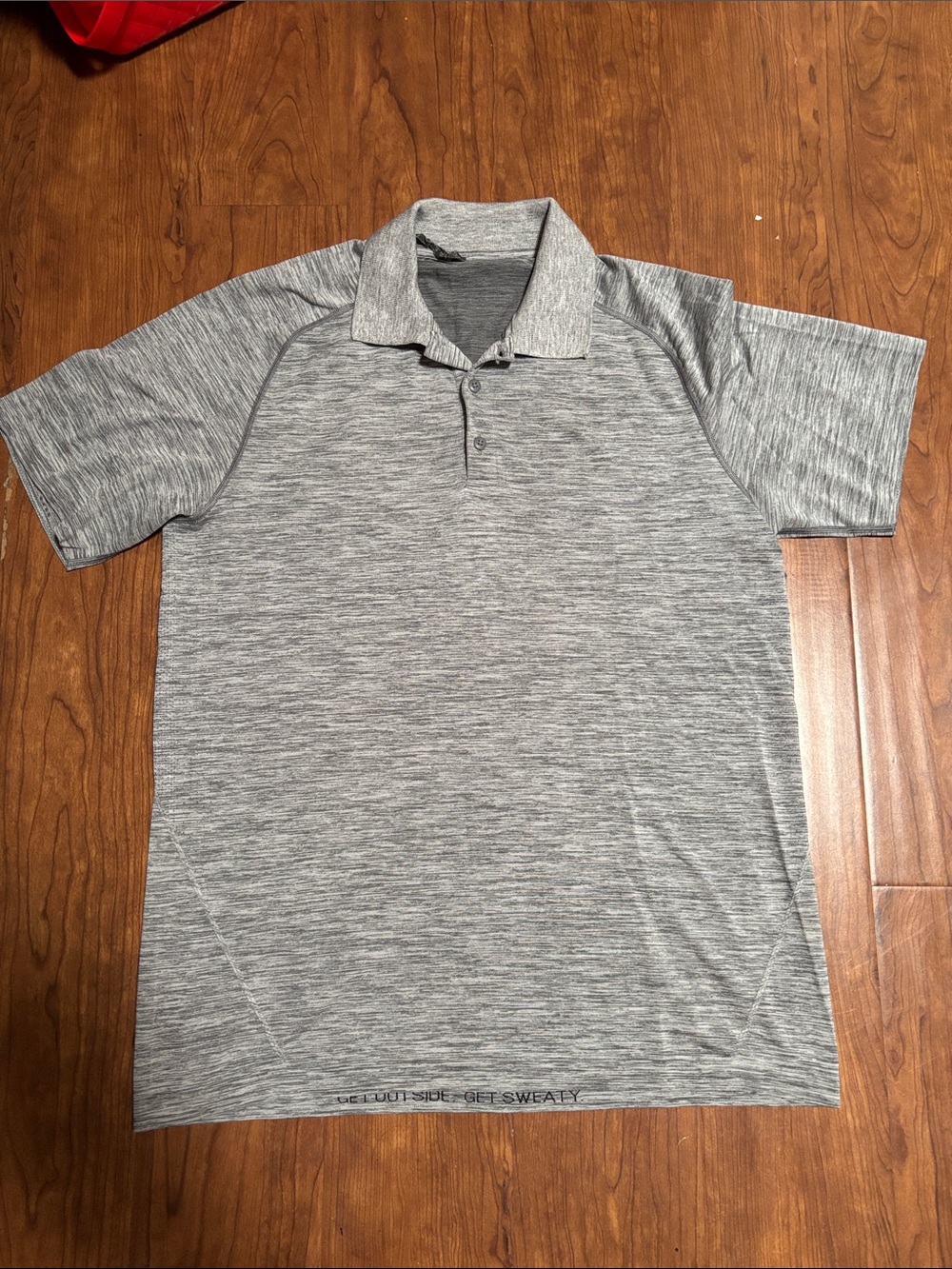 Lululemon Heathered Light Grey Metalvent SS Polo Shirt Sz Large